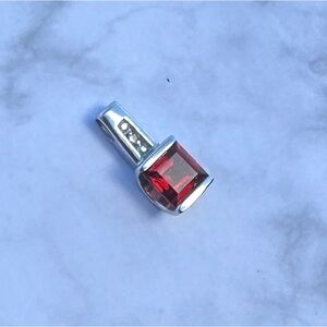 Citrine Diamond 10k White Gold Gemstone Pendant for Necklace